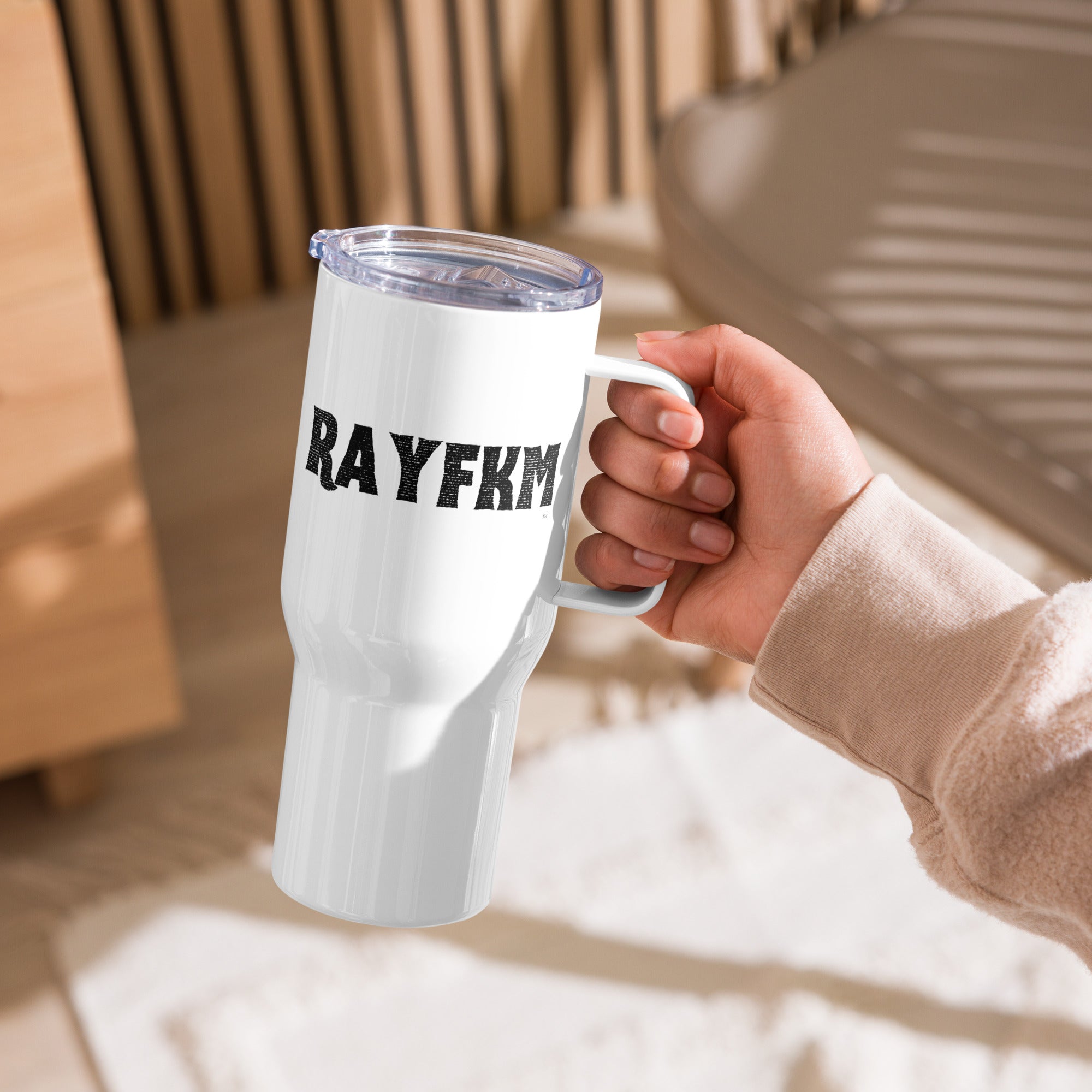 RAYFKM Travel mug with a handle