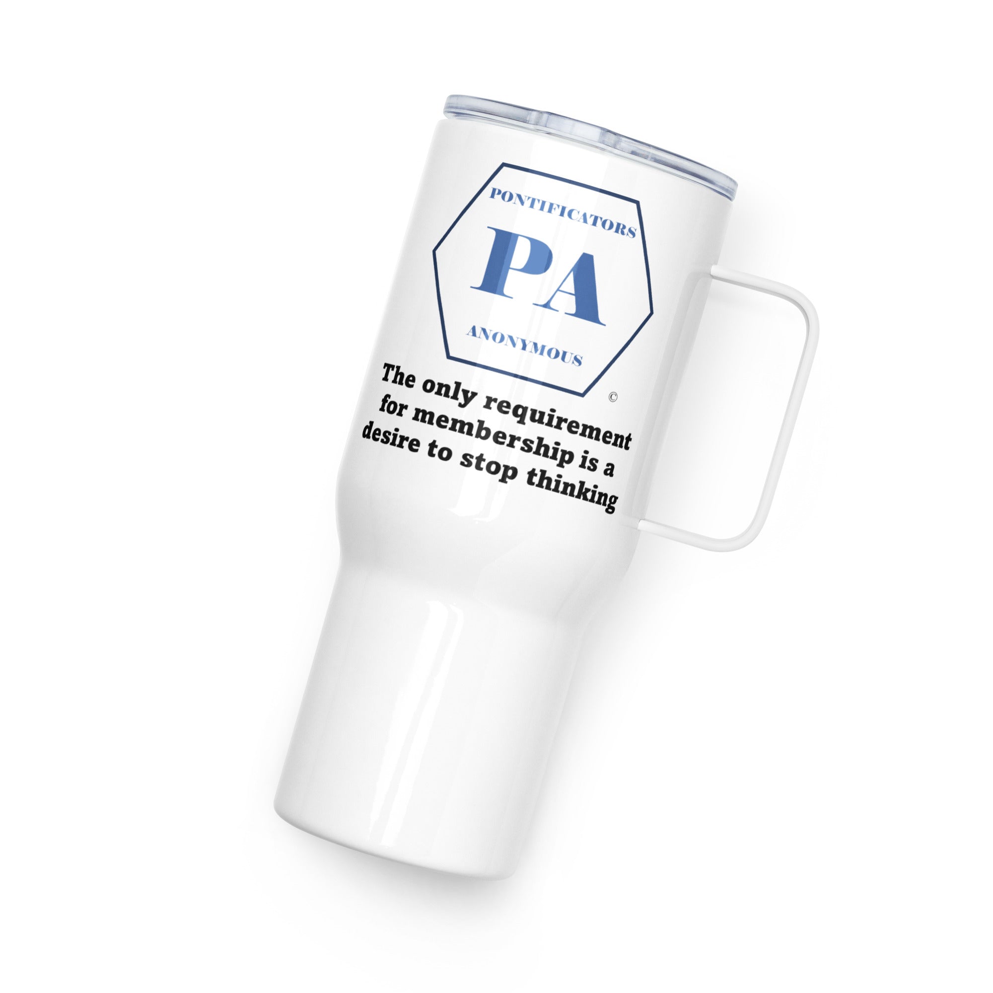 Requirement Travel mug with a handle