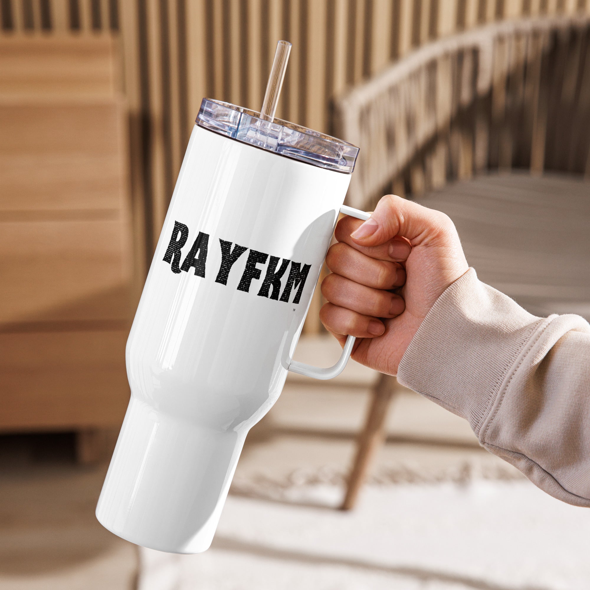 RAYFKM Travel mug with a handle