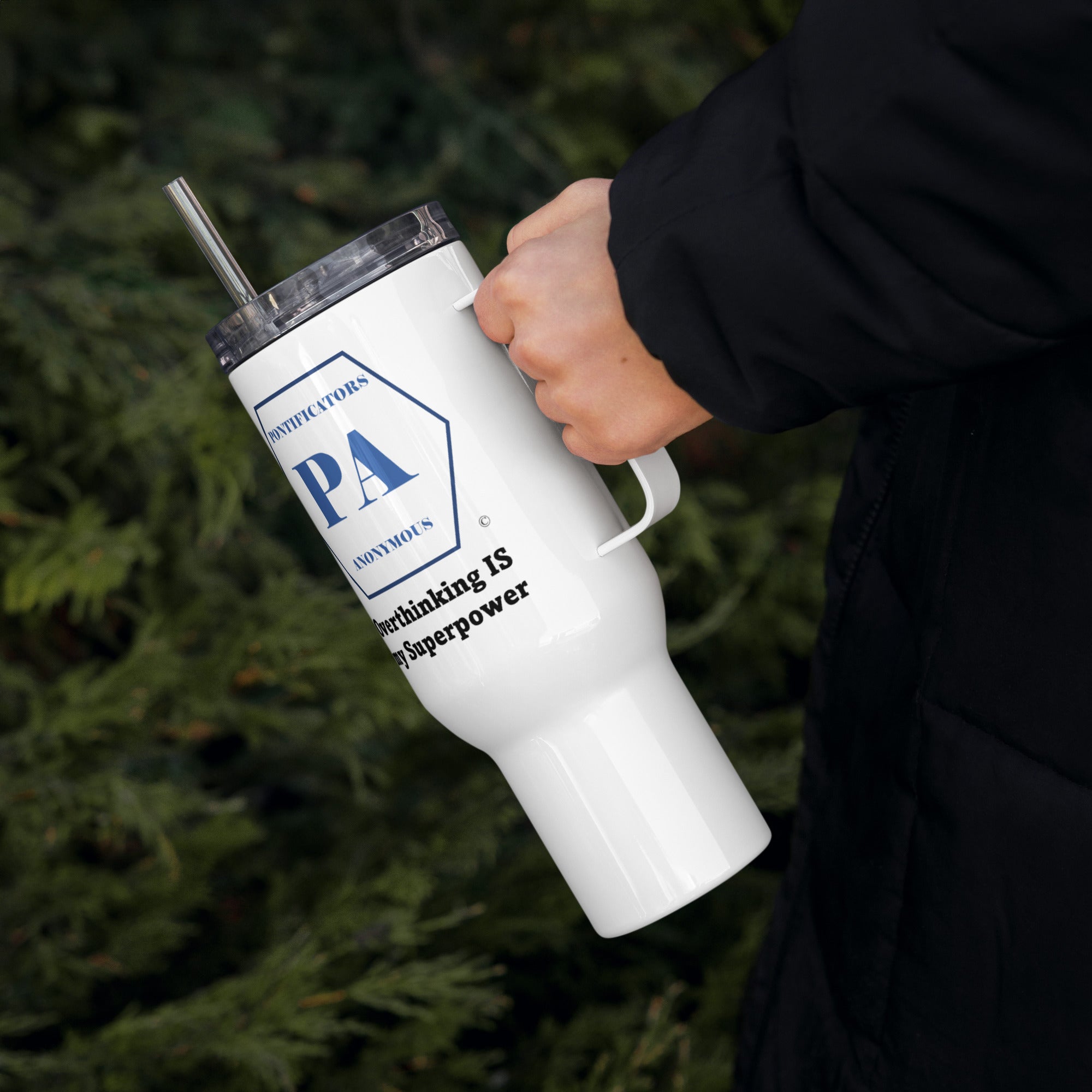 Overthinking Travel mug with a handle