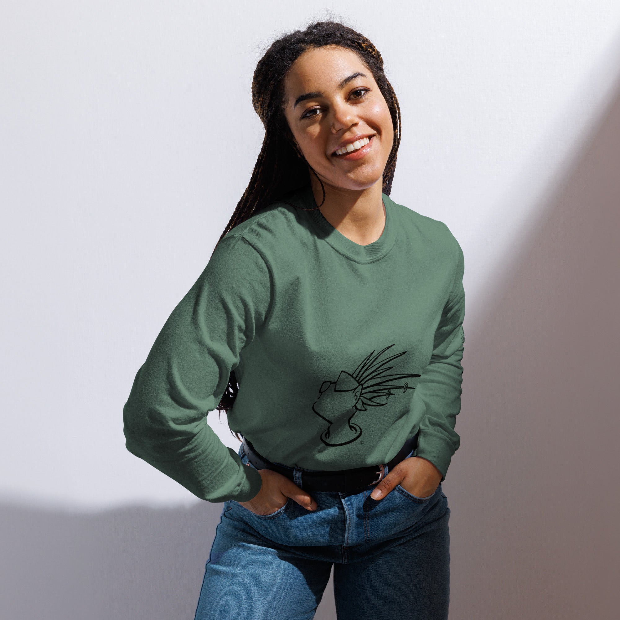 Logo Head Garment-dyed heavyweight long-sleeve shirt
