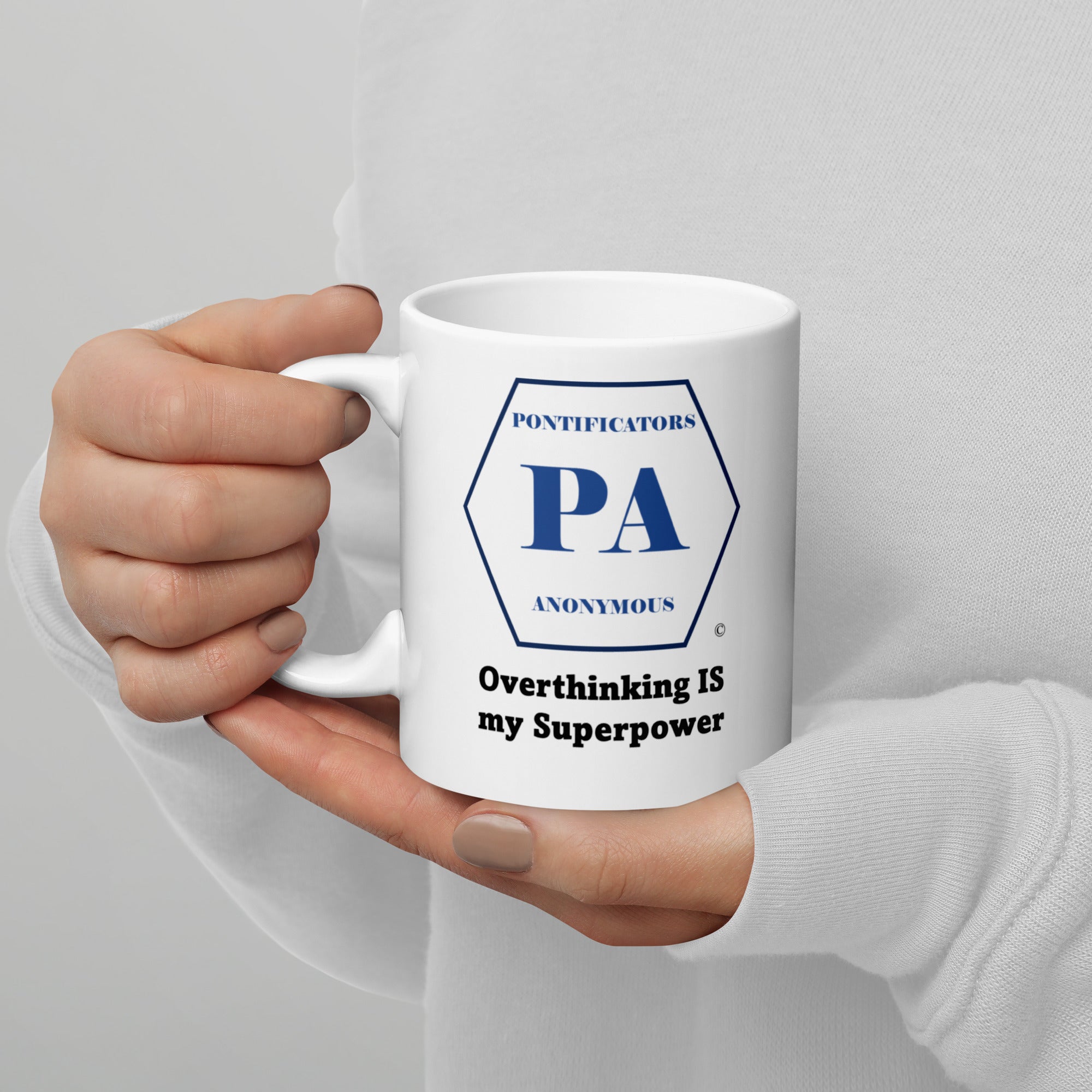 Overthinking White glossy mug