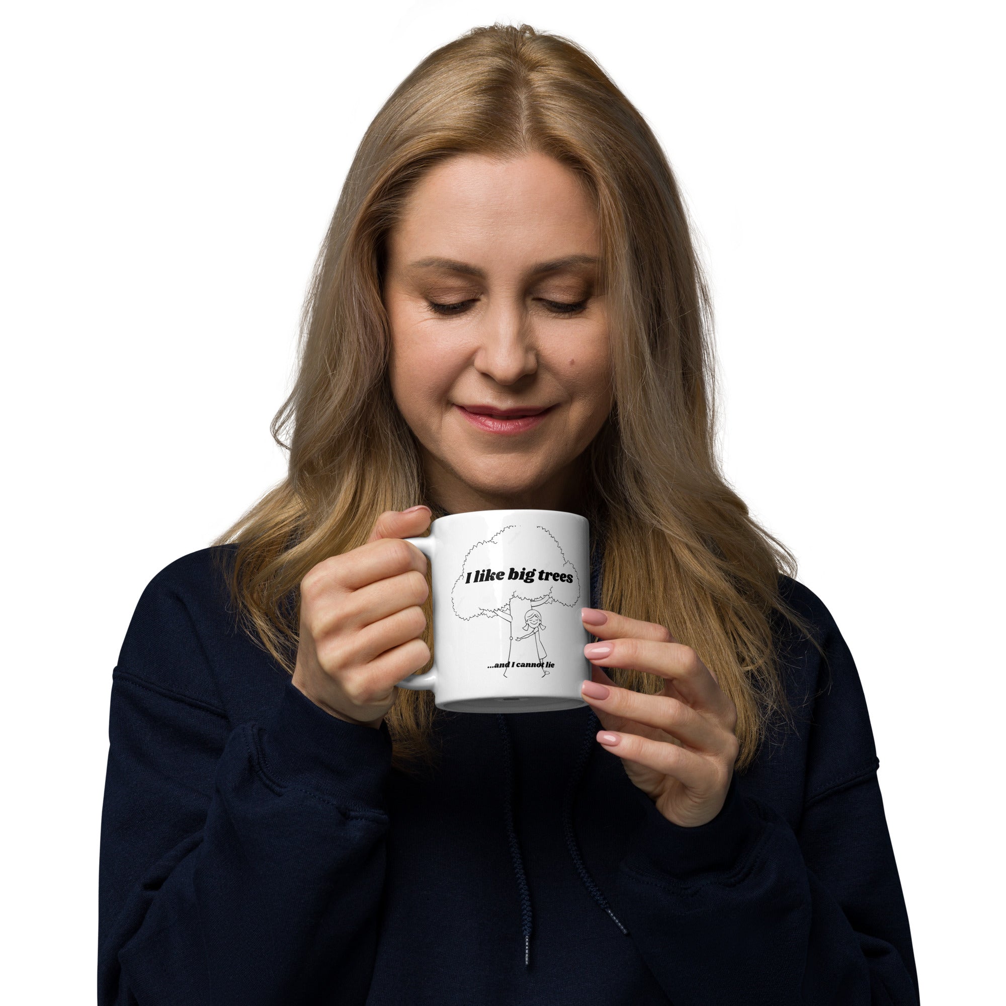 I like big trees White glossy mug