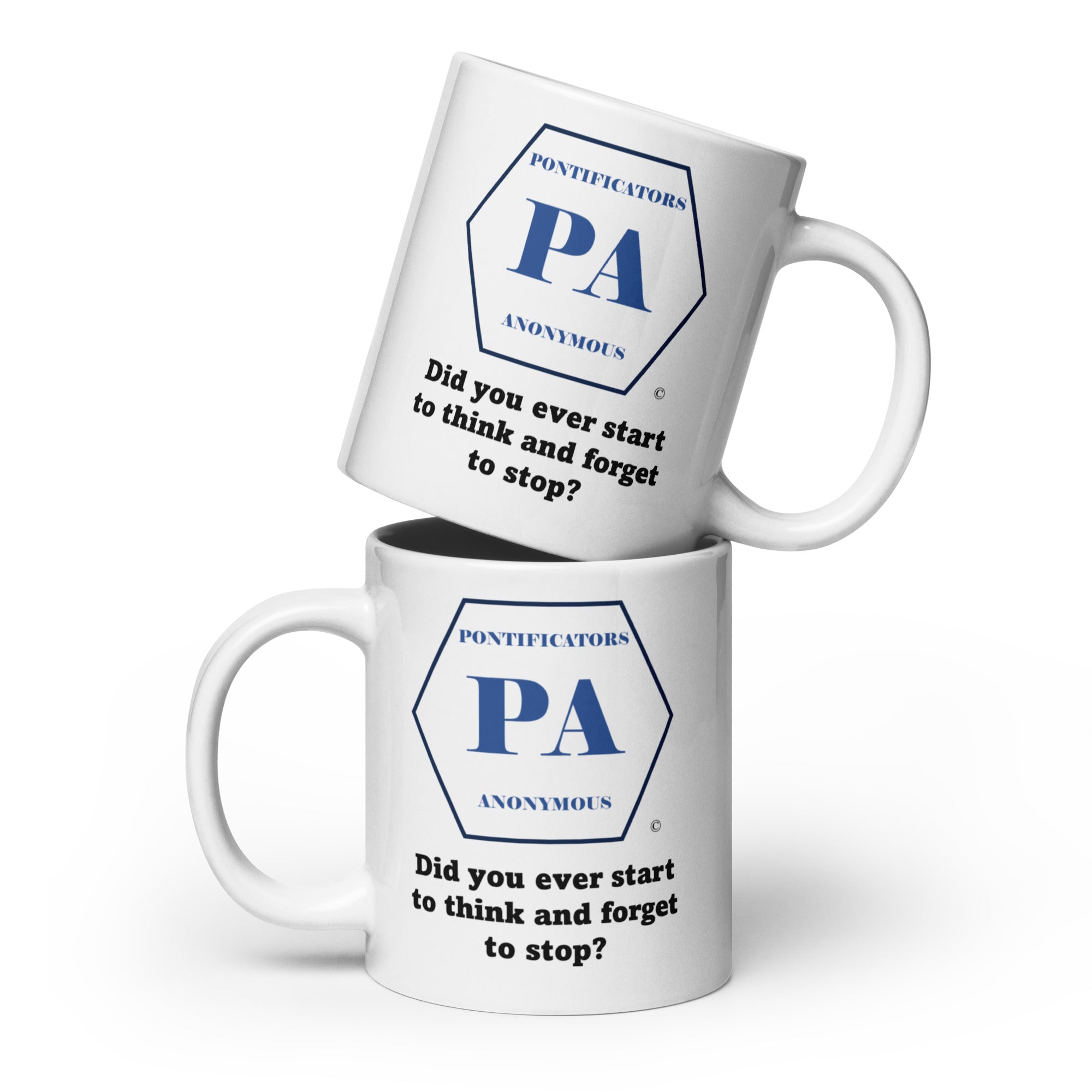 Start to Think White glossy mug