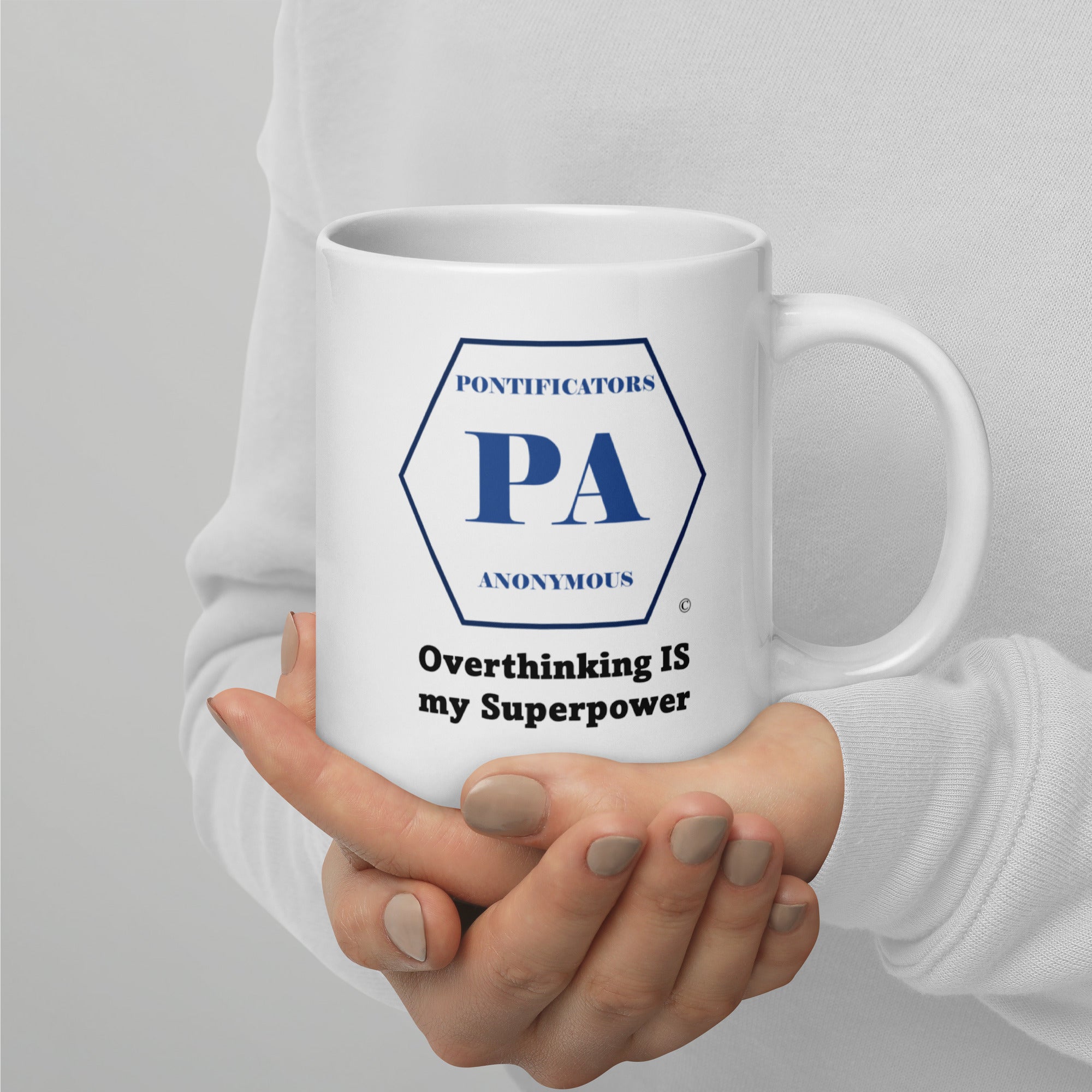 Overthinking White glossy mug