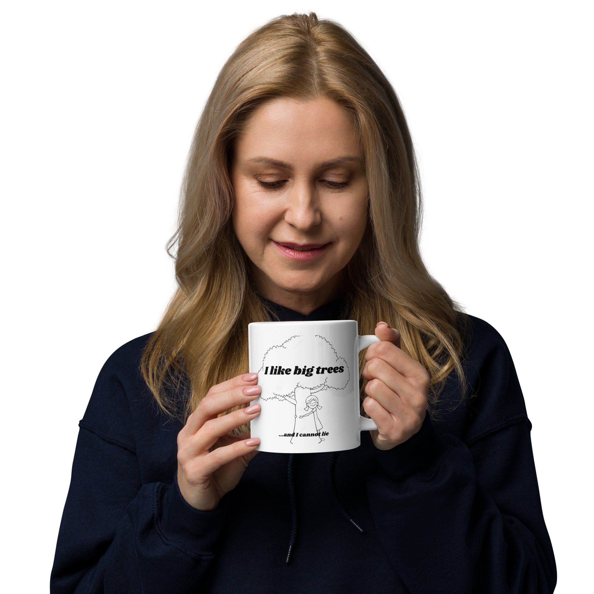I like big trees White glossy mug